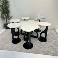 طقم طاولات 7قطع سطح بديل الرخام ملمس ناعم قاعده خش...