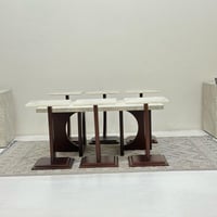 طقم طاولات بوهيمي مستطيل 7قطع بني