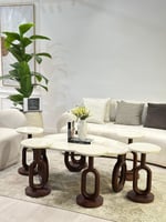 طقم طاولات حلقات 7 قطع بني ناعم