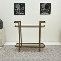 عربية تقديم دورين زجاج وحديد لون زيتي معدني 100*10...