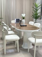 طاولة طعام 6كراسي سطح جوز قاعده خشب+2كريس هديه