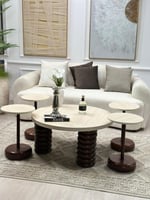 طقم طاولات ميشلان 5 قطع بني