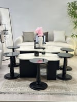 طقم طاولات كلياوي 8قطع سطح بديل الرخام قاعده خشب