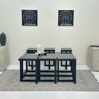 طقم طاولات 7قطع سطح زجاج قاعده حديد لون اسود