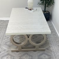 طاولة قهوة سطح بديل الرخام ملمس ناعم قاعده خشب حلق...