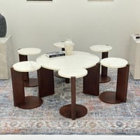 طقم طاولات بوهيمي دائري 7 قطع بني