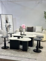 طقم طاولات كلياوي 6قطع سطح بديل الرخام قاعده خشب