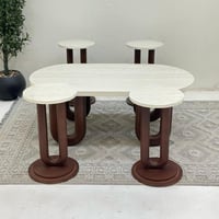 طقم طاولات اللؤلؤة 5قطع بني