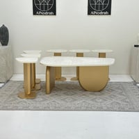 طقم طاولات نيو دزاين 7 قطع لون ذهبي