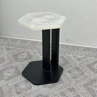 طاولة خدمة شكل سداسي سطح بديل حجر ملمس خشن قاعده خ...