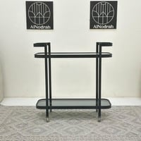 عربية تقديم دورين زجاج وحديد لون اسود 100*100*40