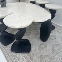 طقم طاولات 7قطع سطح بديل الرخام ملمس ناعم قاعدة خش...