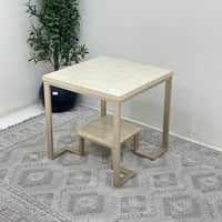 طاولة زاوية سطح بديل الرخام قاعدة حديد لون مكس