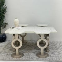 طقم طاولات 5 قطع سطح بديل الرخام ملمس ناعم قاعده خ...