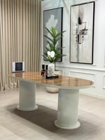 طاولة طعام 6كراسي سطح جوز قاعده خشب+2كريس هديه