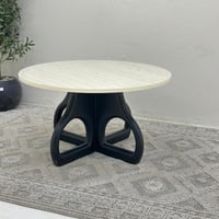 طاولة قهوة سطح بديل الرخام ملمس ناعم قاعده خشب لون...