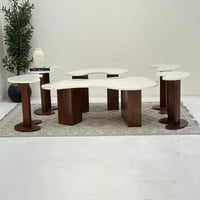 طقم طاولات 6قطع سطح بديل الرخام قاعده خشب لون بني