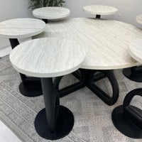طقم طاولات 7قطع سطح بديل الرخام ملمس ناعم قاعده خش...