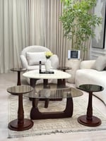 طقم طاولات مثلثات 6قطع بني