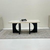 طاولة قهوة سطح بديل الرخام قاعده خشب لون اسود