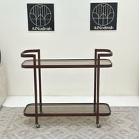 عربية تقديم دورين زجاج وحديد لون بني 100*120*40