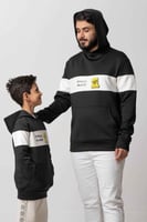 هودي نادي الإتحاد اسود بشريط أبيض وشعار النادي