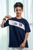 تيشرت الهلال كحلي بشريط أبيض مائل