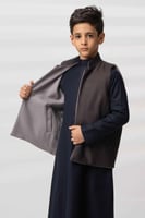 سديري قماش خلية بني بياقة فرو ايطالي