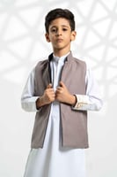 سديري قماش خلية بني بياقة فرو ايطالي