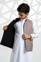 سديري قماش خلية بني بياقة فرو ايطالي