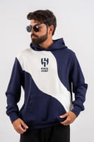 هودي نادي الهلال بشريط أبيض مائل وشعار النادي