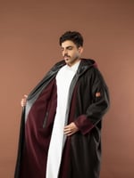 فروه قماش جوخ دبل فيس باللون العنابي والاسود