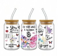 كوب زجاجي كلمات تحفيزيه 1