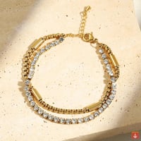 اساور ماركة ZAKOL 3 قطعة الذهب اللون الفولاذ المقا...