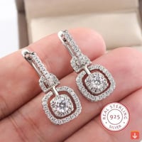 طقم أقراط وقلادة ألماس من الفضة 925 الاصلية