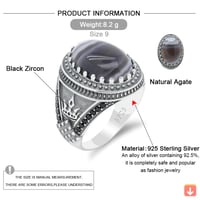 خاتم رجالي لطبيعي العقيق حجر الحقيقي النقي 925 فضة...