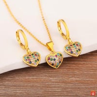 قلادة وأقراط على شكل قلب من الزركون اللامع من نيدي...