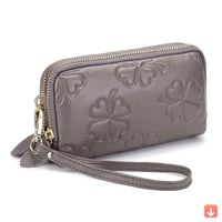 لد حقيقي المرأة محفظة طويلة السيدات مزدوجة سستة مح...