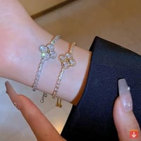 2 قطعة سوار الزركون سحر قابل للتعديل الذهب اللون ا...