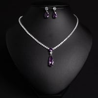 سلسلة زيركون مع اأقراط علي شكل قطرات ماء