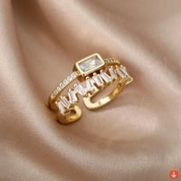 خاتم نسائي تصميم فاتح بطبقة مزدوجة من الزركون للنس...