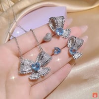 عالية الجودة جديد كامل الماس الزركون خاتم قلادة أق...