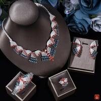 طقم مجوهرات المرأة الزفاف قلادة وحلق مجموعة مجوهرا...