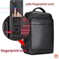 حقيبة ظهر للرجال بقفل ببصمة الإصبع من الجلد الطبيع...
