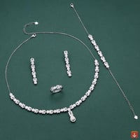 طقم مجوهرات كاملة من الزركون مكون من 4 قطع، مناسب...