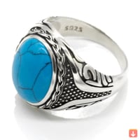 خاتم رجالي فيروزي 925 فضة خاتم Vintage العتيقة الح...
