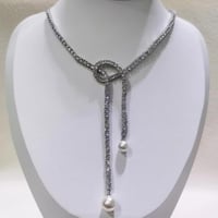 مجوهرات اللؤلؤ مع بلورات الساحرة الامعة المرأة قلا...