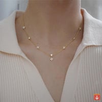 925 فضة أربع أوراق زهرة الزركون قلادة للنساء المخت...