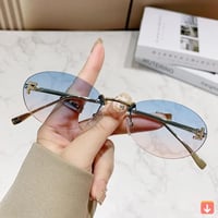 نظارات شمسية أنيقة بيضاوية ماسية للرجال حرف "F" بد...