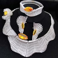 طقم مخنق قلادة القرطذهب عيار 18 قيراط/مطلي بالذهب...